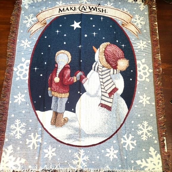 NEW Make A Wish Winter Tapestry Afghan Throw Blanket - Picture 2 of 9